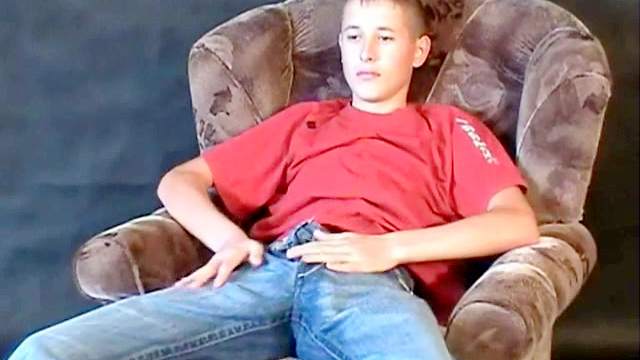 Sexy bald teen masturbates his dick